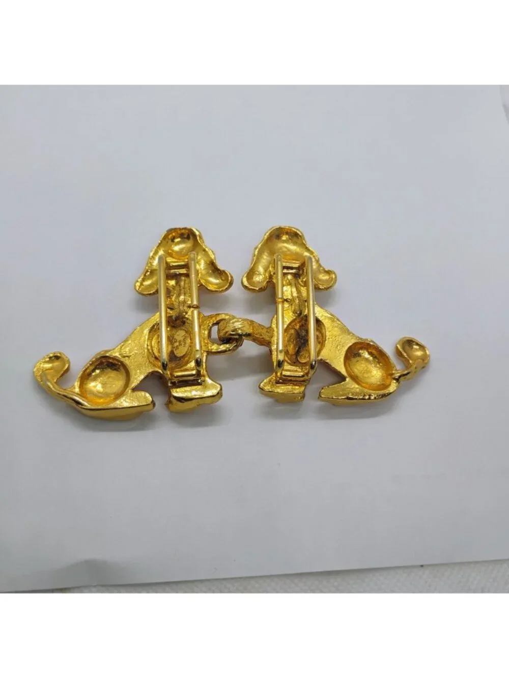 Vtg 1973 Designer Signed Mimi di N Double Poodle Dog Belt Buckle Gold Tone